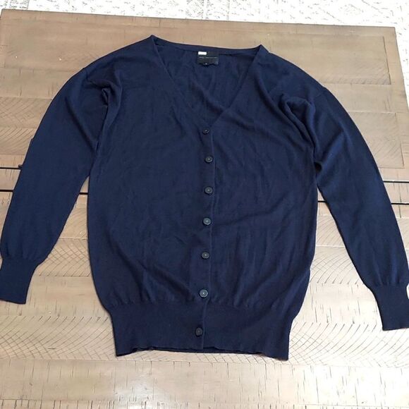 Hotel Particulier Navy Cashmere Blend Cardigan Sweater Sz M - Picture 1 of 9